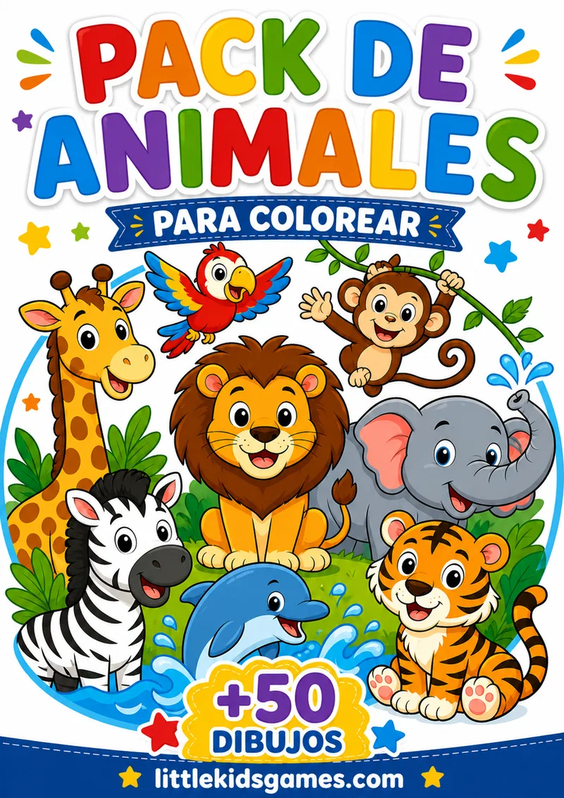 León, elefante, delfín, búho y 46 animales más de la granja, la selva, el océano y el polo. Una vuelta al mundo en 50 dibujos.