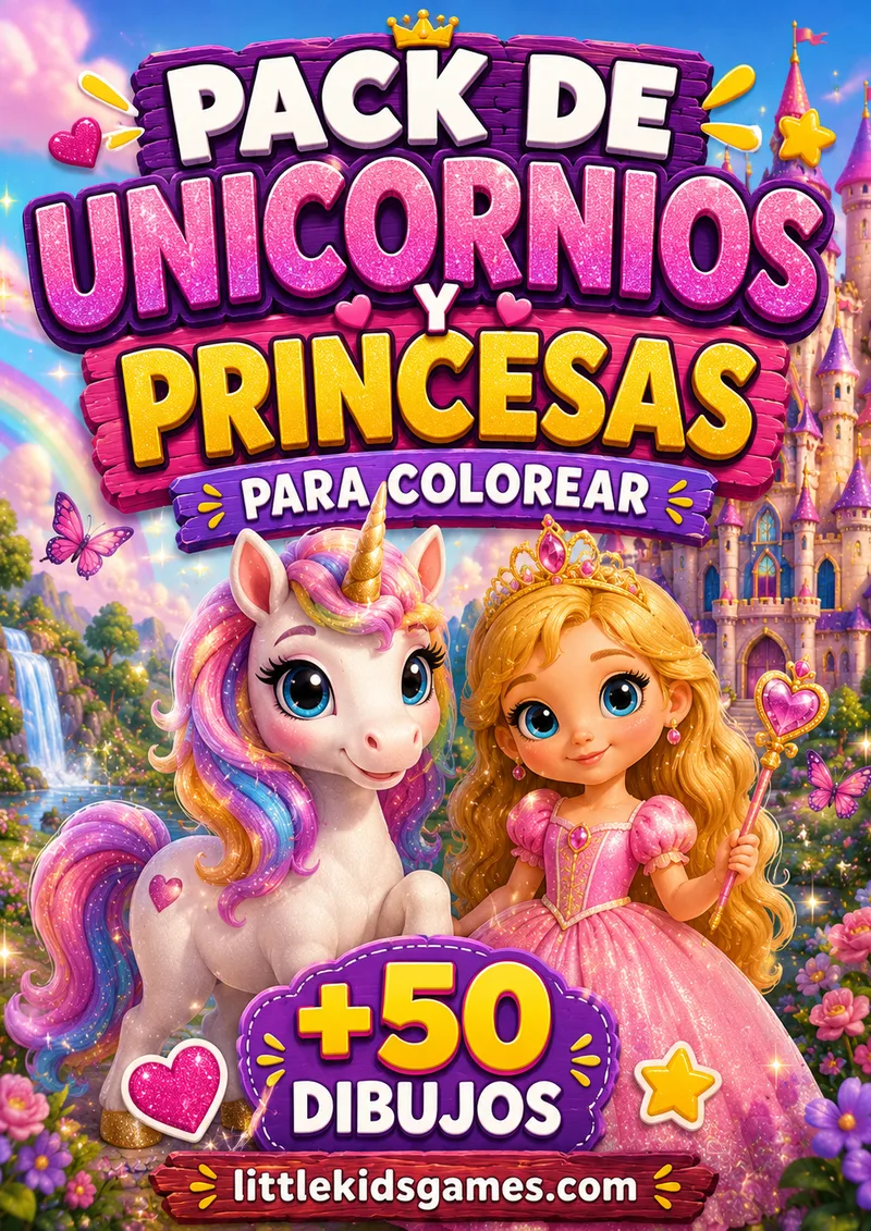 Princesas, unicornios mágicos, castillos de cuento y arcoíris. 50 dibujos para los chicos que aman la magia y la fantasía.