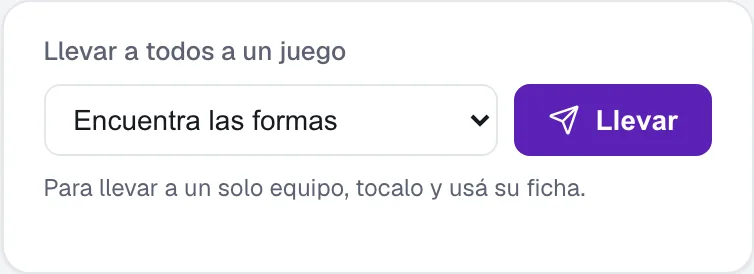 Llevar a todos a un juego, en el panel