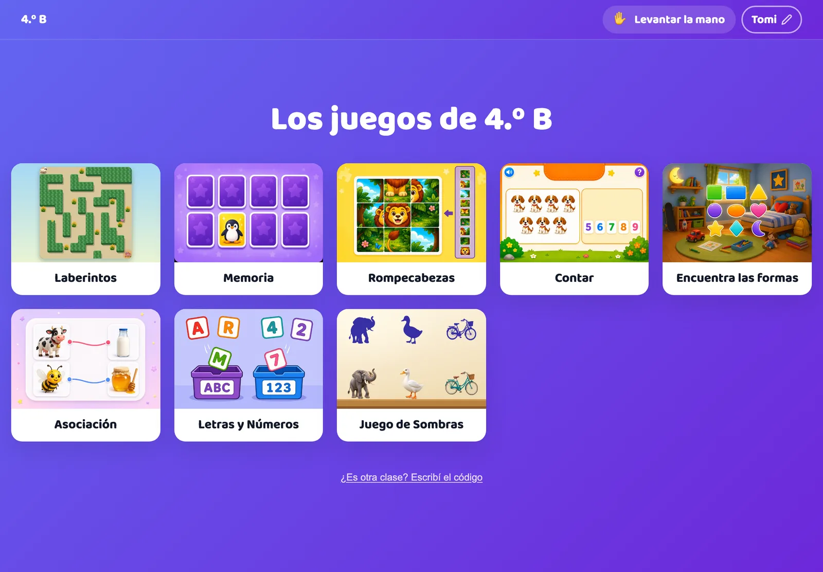 Los juegos del aula en la pantalla de un chico