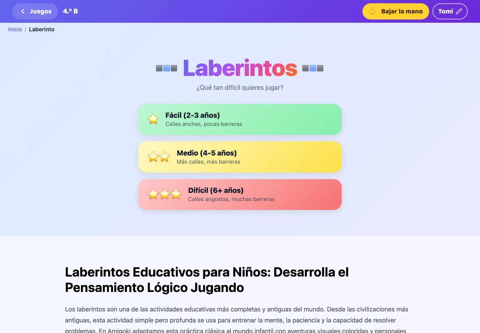 La pantalla de un chico con el botón Bajar la mano en amarillo